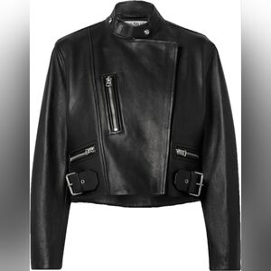Acne studios black leather racer biker jacket size 36